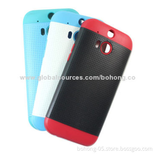 TPU + PC Phone Cases for HTC M8, Inner TPU and Outer Painting PC, Texture Design